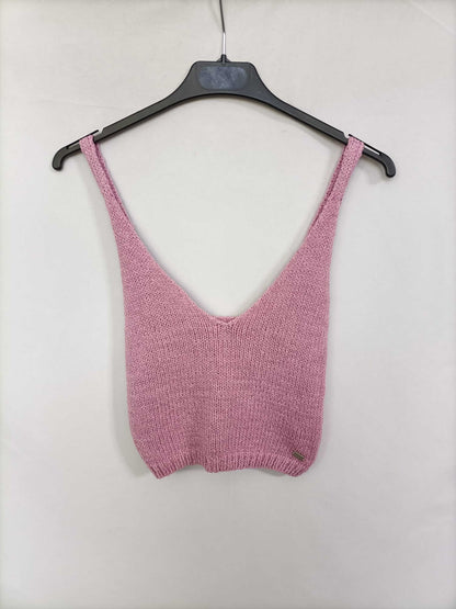 PULL&BEAR. Top punto rosa T.xs