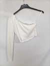 SHEIN. Top blanco canalé T.s