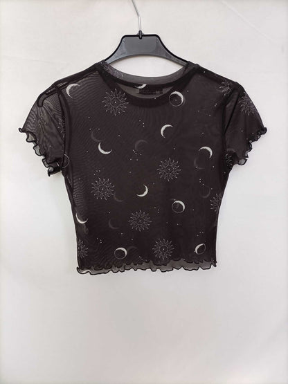 PULL&BEAR. Top rejilla lunas y soles T.s