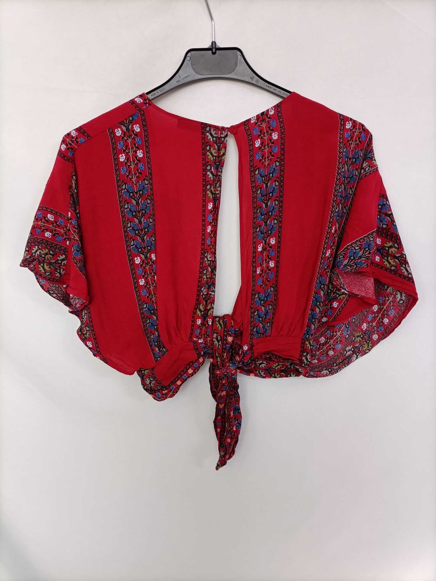 SHEIN. Burgundy Striped and Floral Ts Top