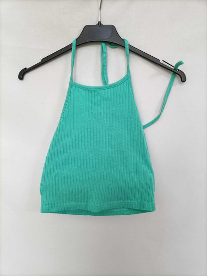 SHEIN. Croptop verde canalé T.s