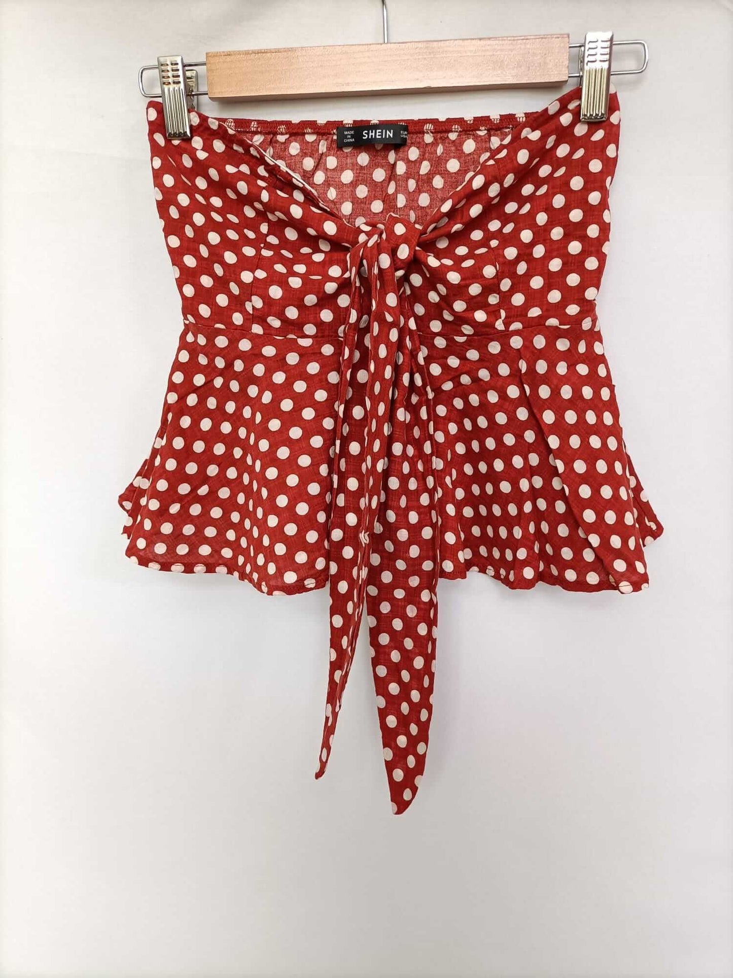 SHEIN. Burgundy Polka Dot Ts Top