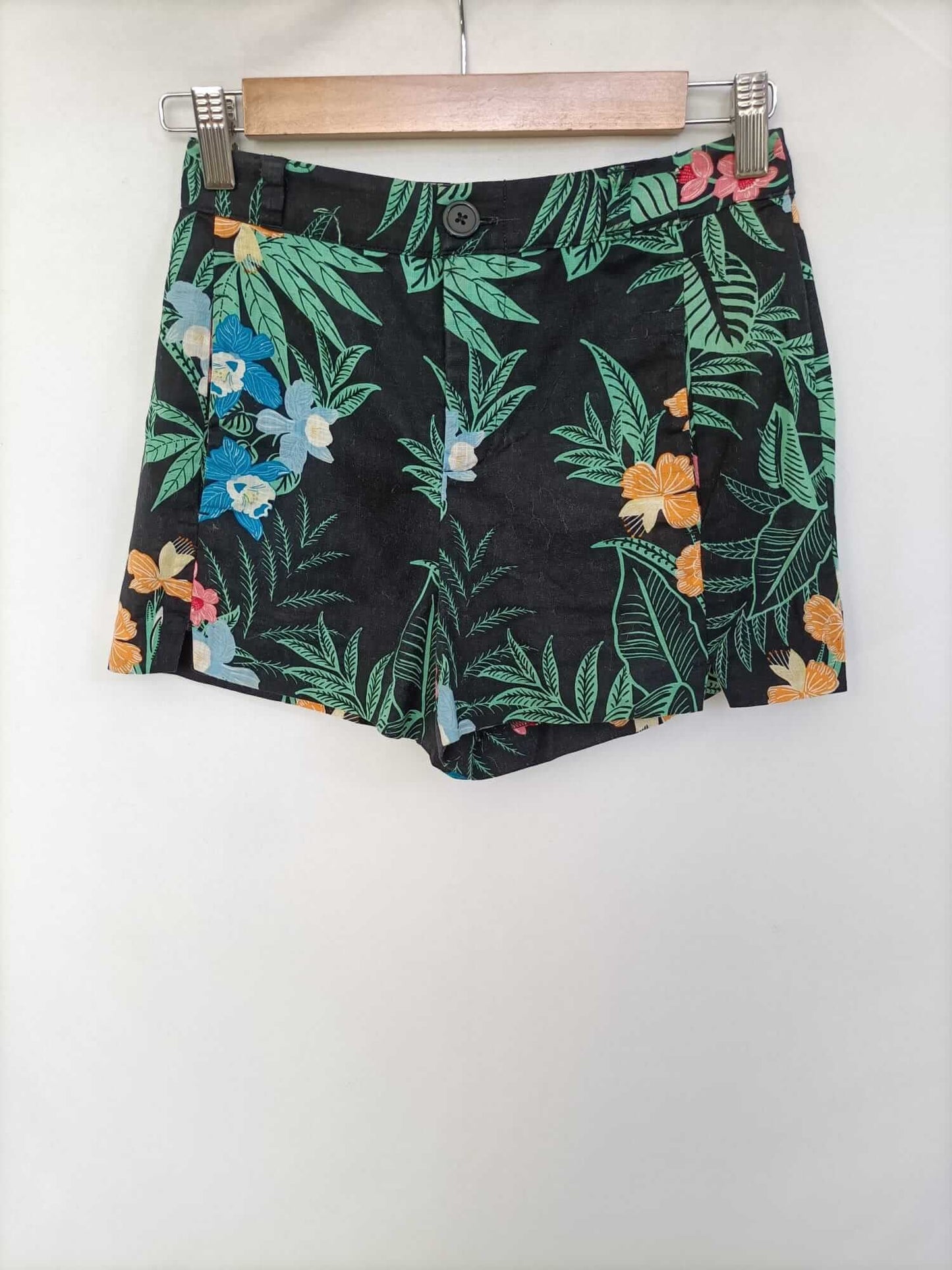 LEFTIES. Black floral trousers, size 34