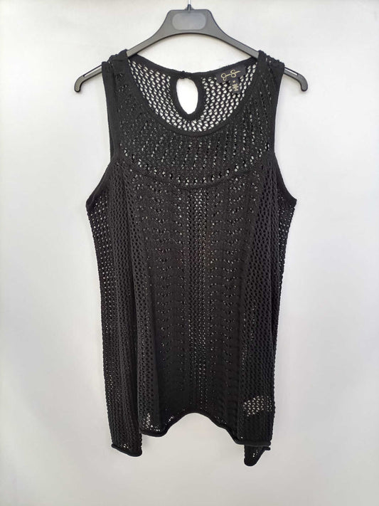 JESSICA SIMPSON. Black sweater with shoulders Tm