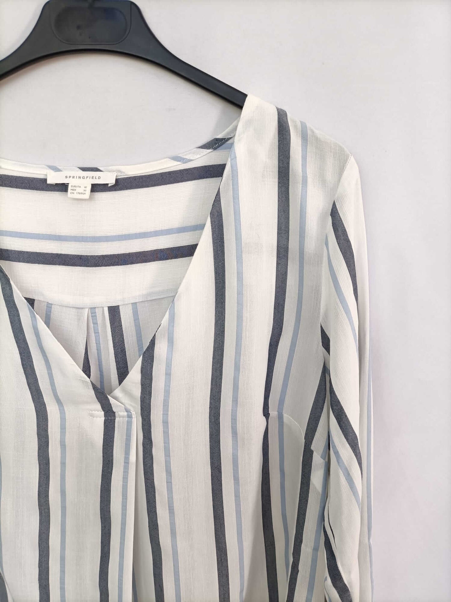SPRINGFIELD. White striped blouse, size 40