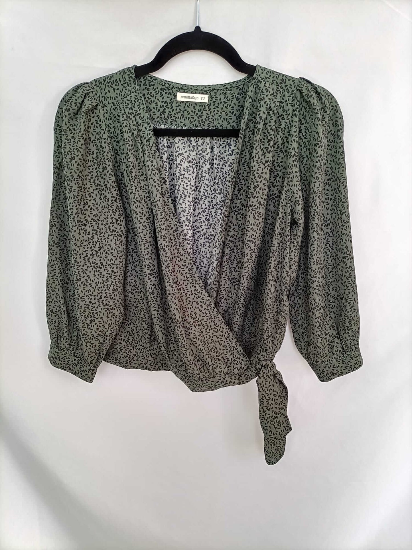RENATTA&CO. Blusa verde cruzada flores Tu (s/m)