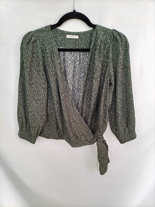 RENATTA&CO. Blusa verde cruzada flores Tu (s/m)