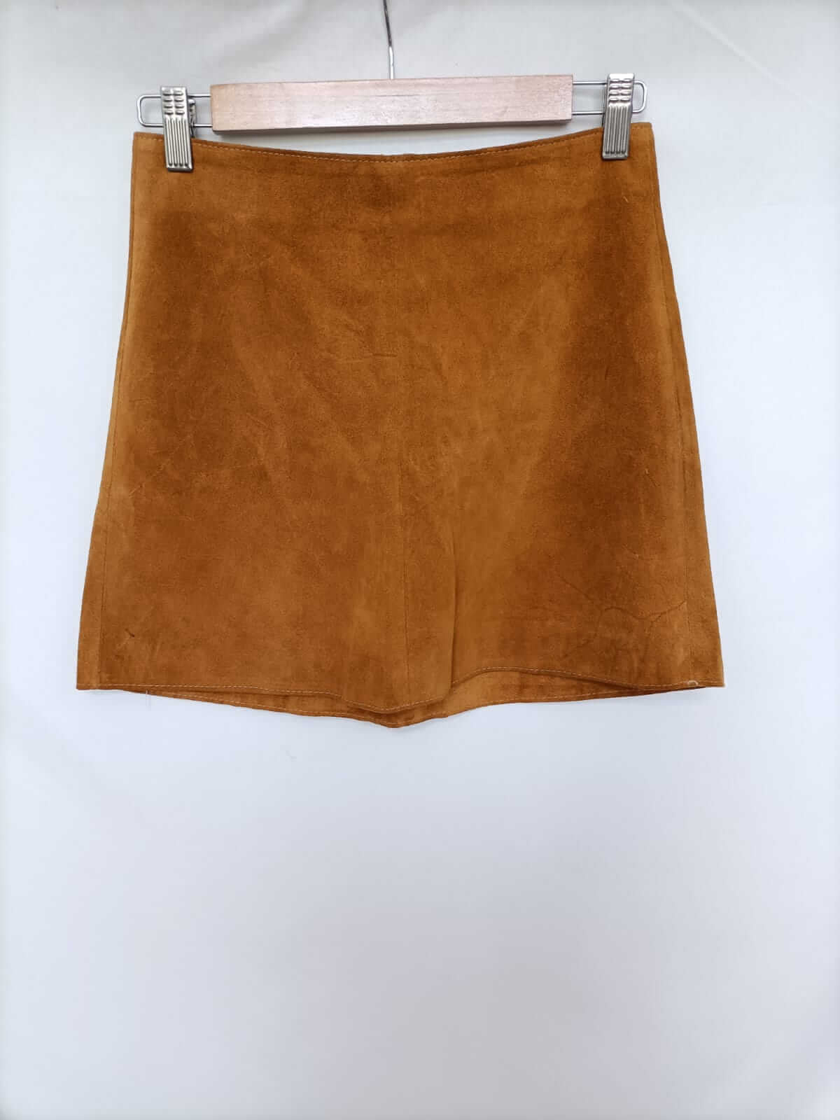 ZARA. Camel leather short skirt T.xs
