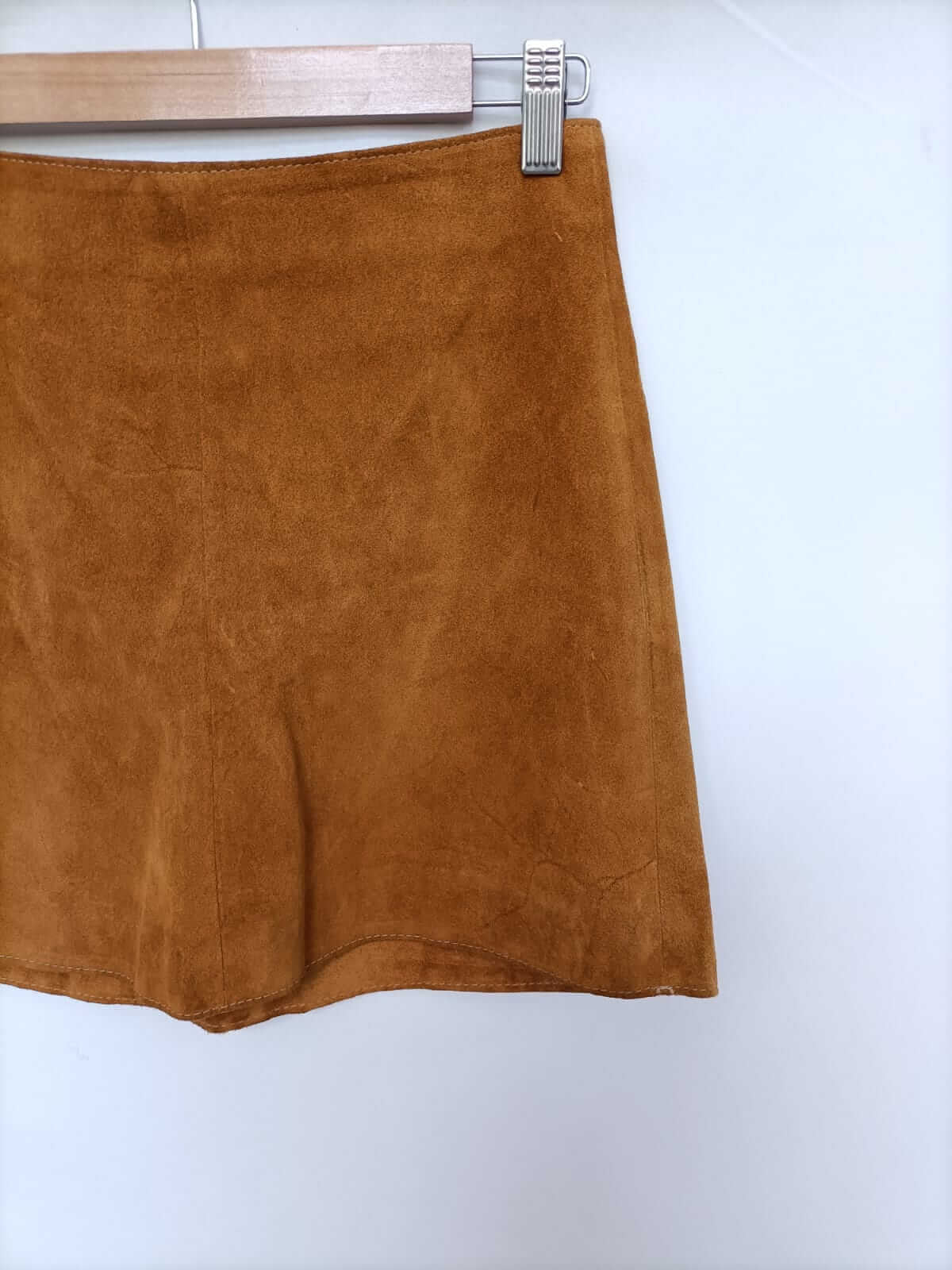 ZARA. Camel leather short skirt T.xs