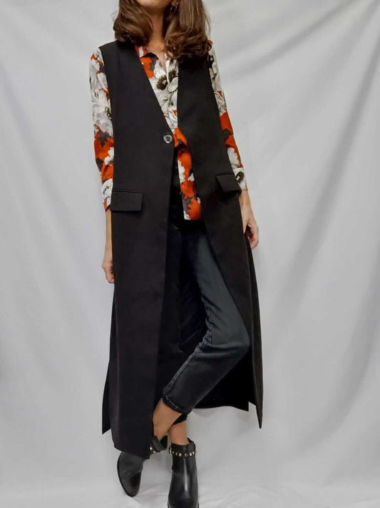 ZARA. Chaleco largo negro T.m