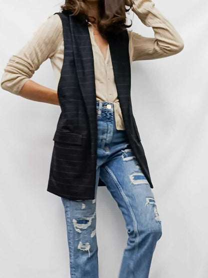 ZARA. Blue pinstriped vest T.xs