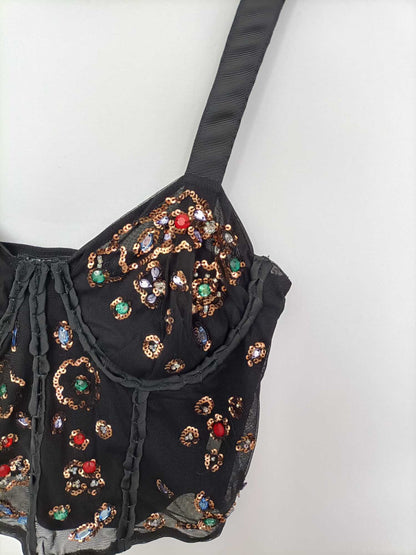 ZARA. Top corset abalorios T.m