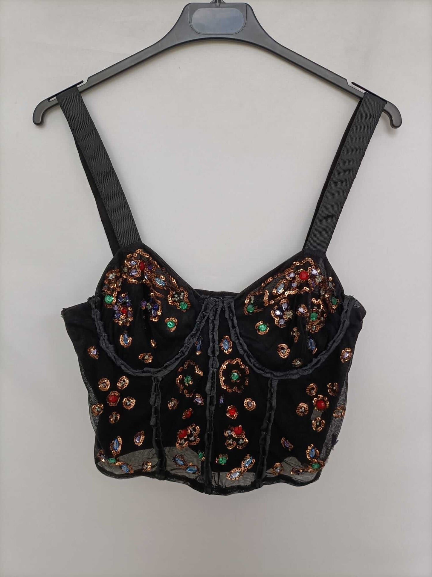 ZARA. Top corset abalorios T.m