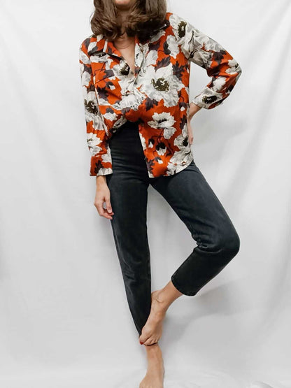 ZARA. Blusa flores pijamera T.xs