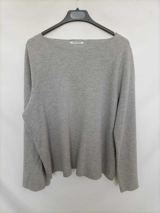 ZARA. Grey ribbed sweater Tm