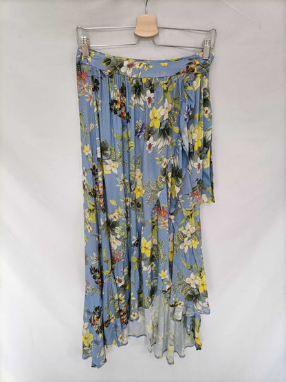 STRADIVARIUS.Blue floral midi skirt Ts