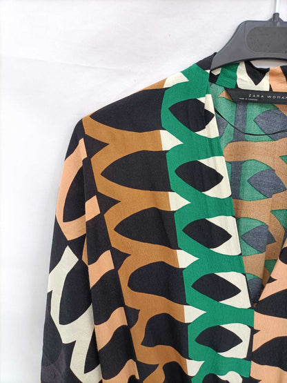 ZARA.Vestido midi estampado T.xs