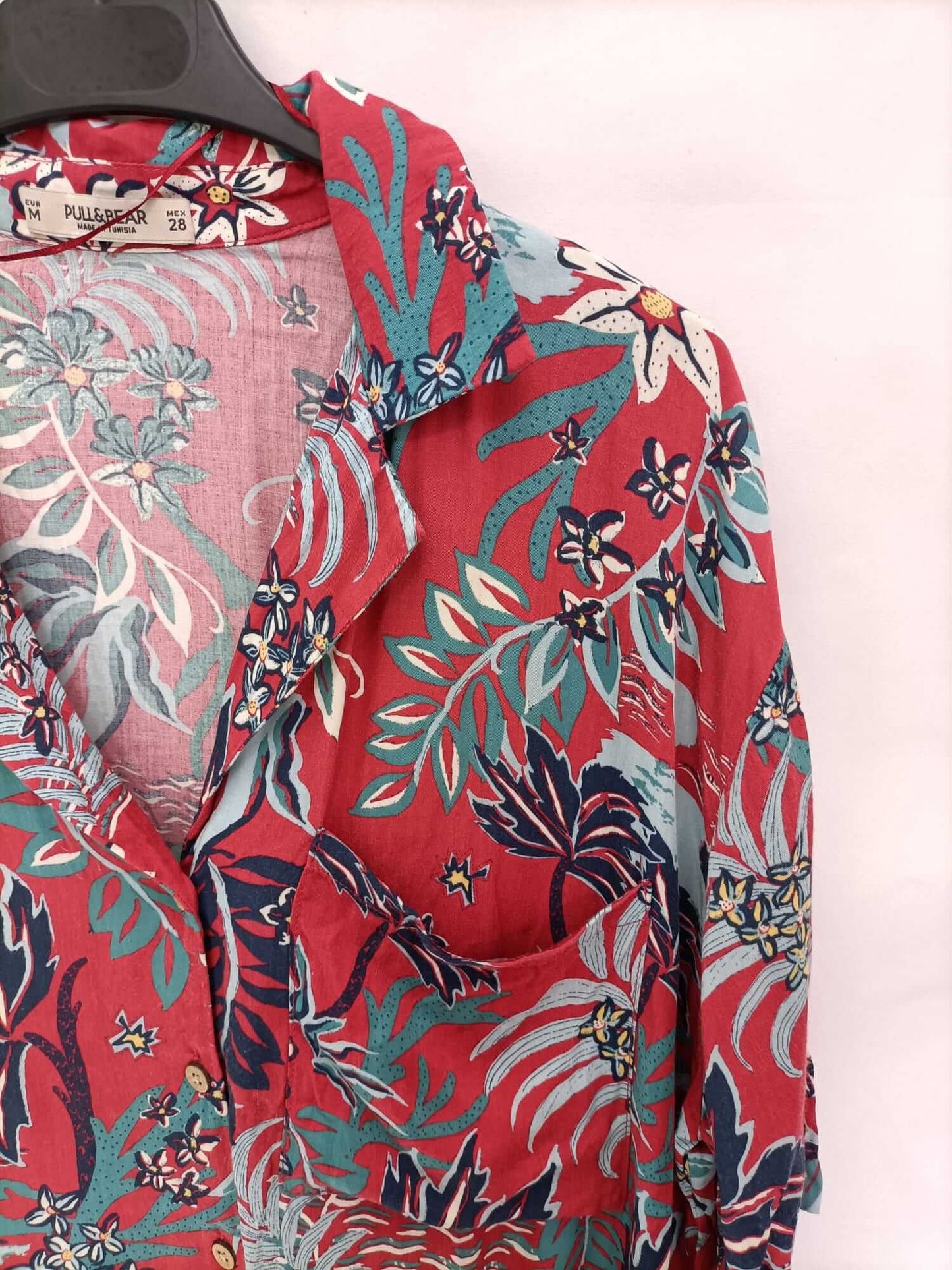 PULL&BEAR.Camisa burdeos T.m