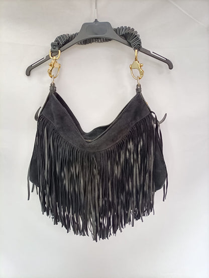 UTERQÜE.Bolso negro piel fecos (TARA)