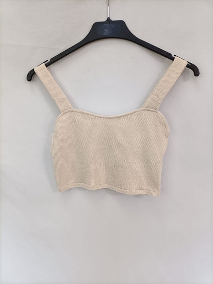 PULL&amp;BEAR.Croptop beige knit Ts