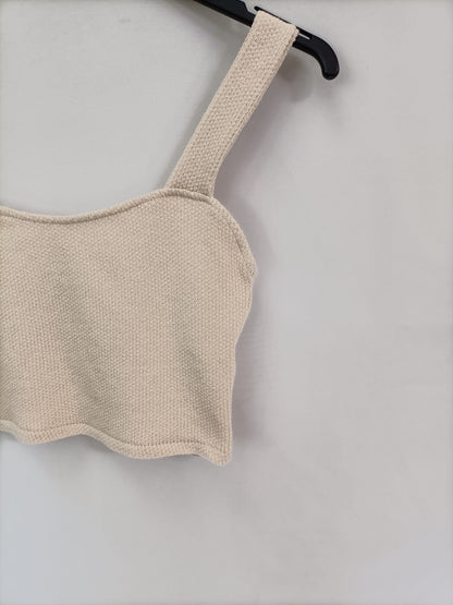 PULL&amp;BEAR.Croptop beige knit Ts