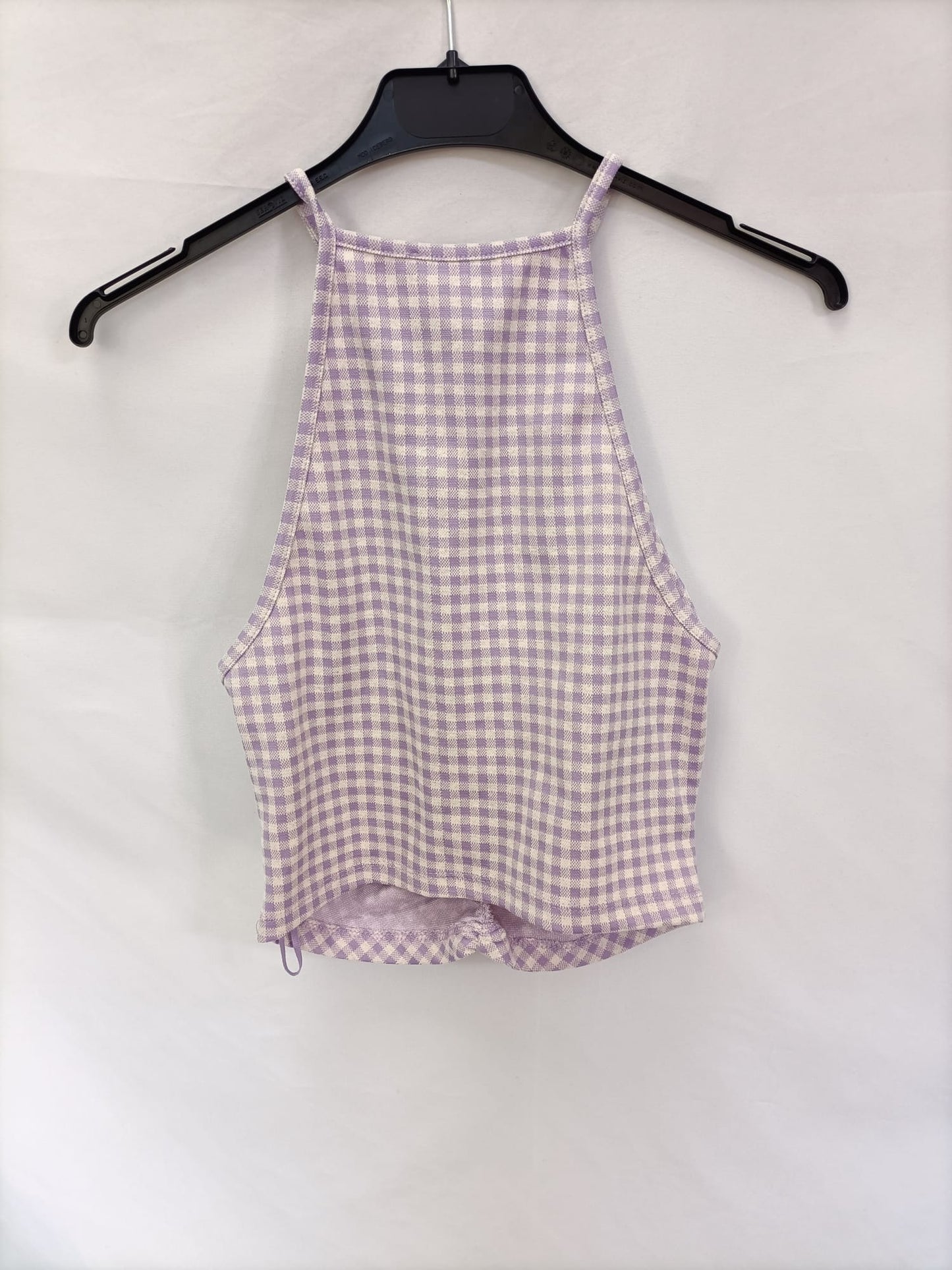 ZARA.Croptop cuadros vichi fruncido T.s