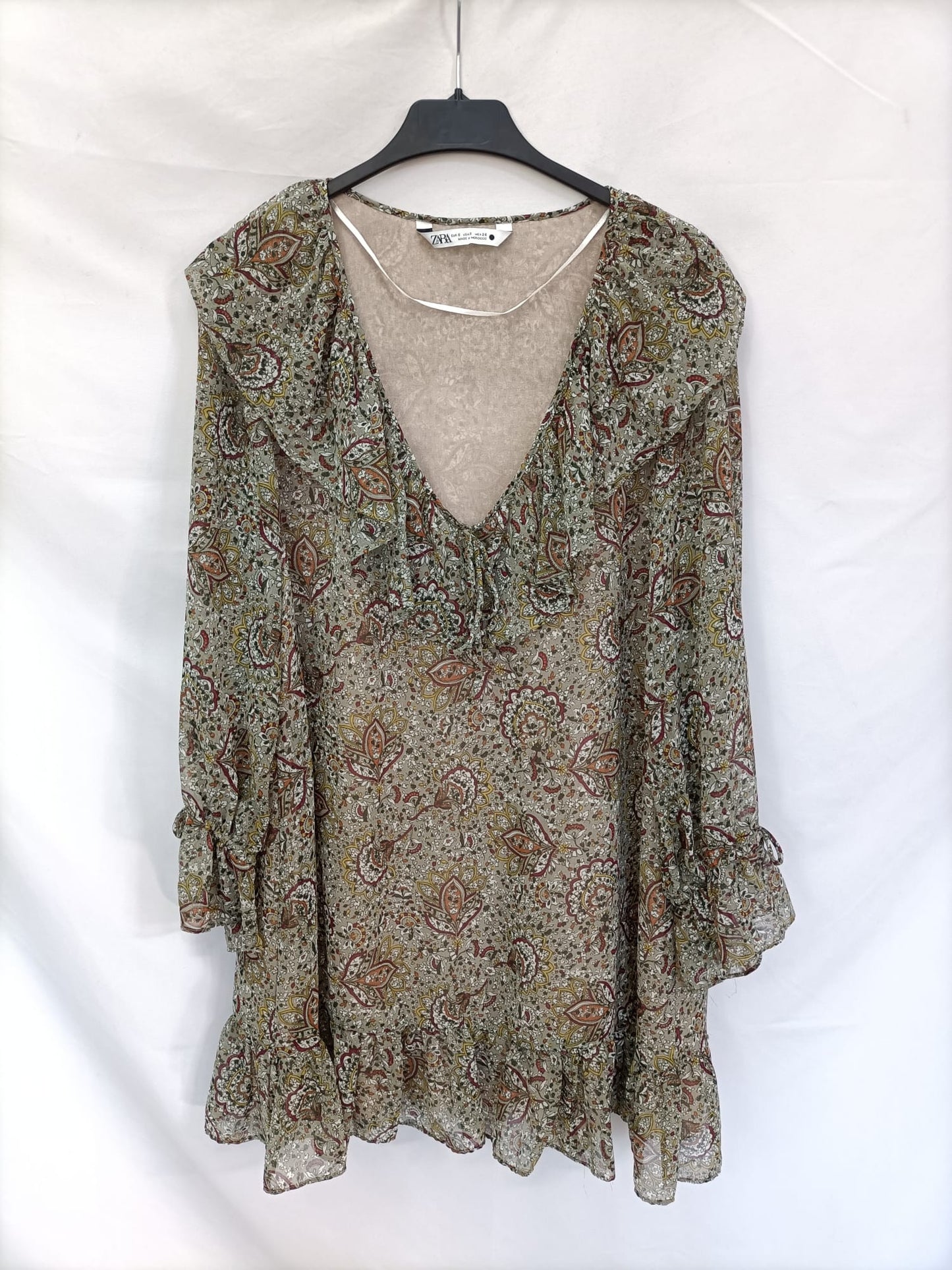 ZARA.Vestido fluido amebas T.s