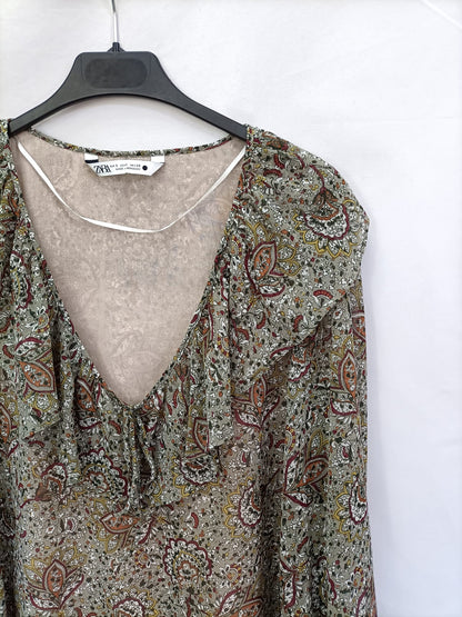 ZARA.Vestido fluido amebas T.s