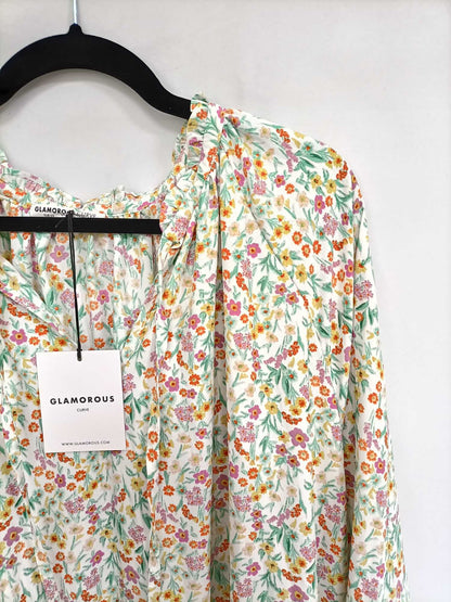 GLAMOROUS.Vestido largo beige T.52