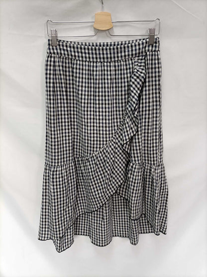 MANGO. Falda midi cuadros T.m