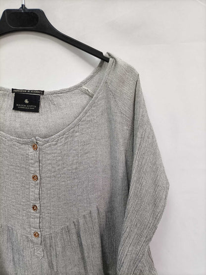 MAISON SCOTCH. Blusa gris plisada Tu (s/m)