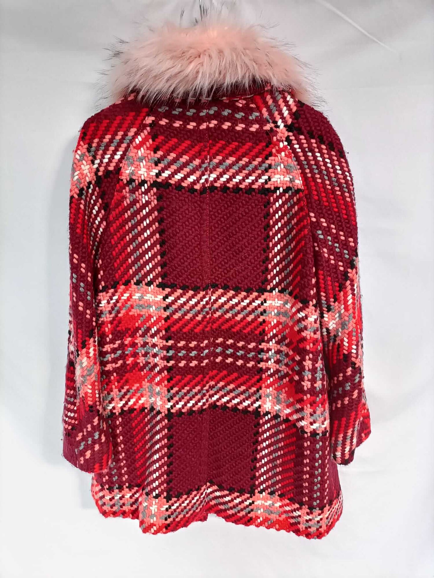 ZARA. Checked fur coat, size XL