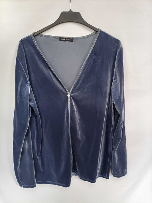 OTHERS. Blue velvet cardigan Tm/l
