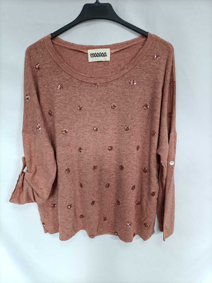 MANANA. Jersey naranja lentejuelas T.u (m/l)