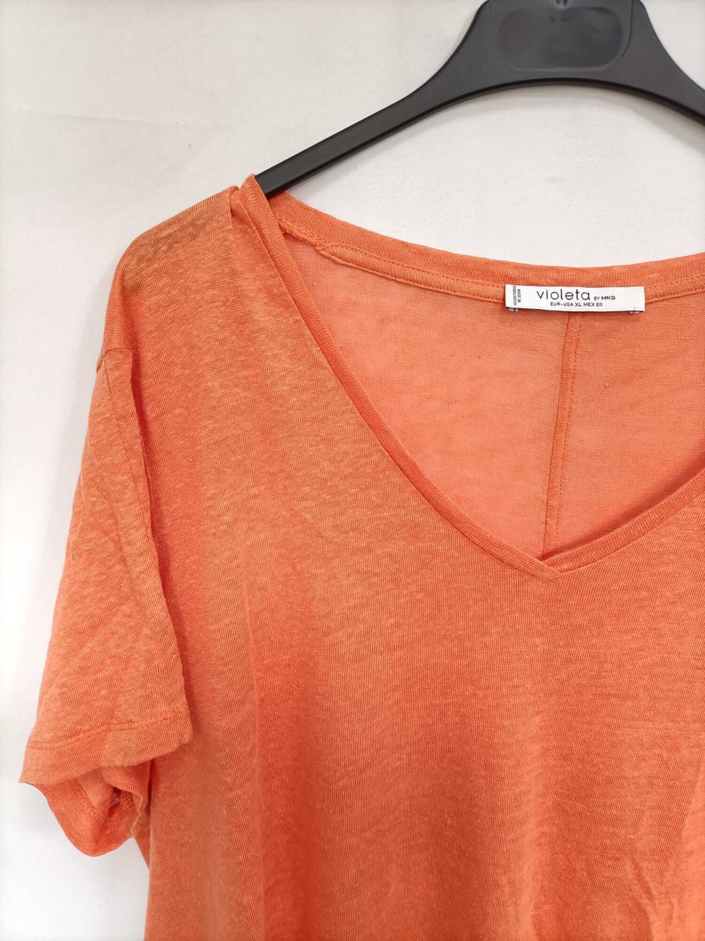 VIOLETA BY MANGO. Camiseta naranja T.xl