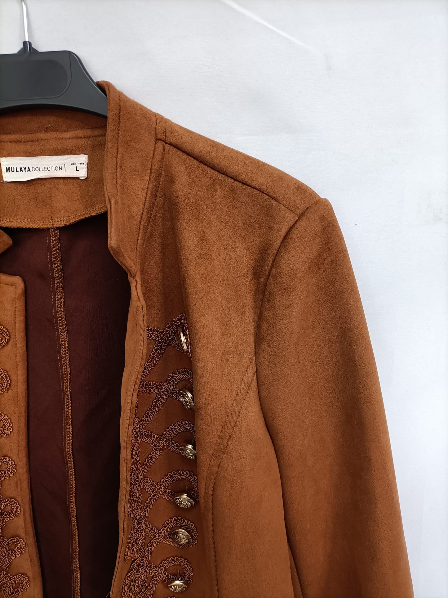 MULAYA. Chaqueta antelina camel T.l