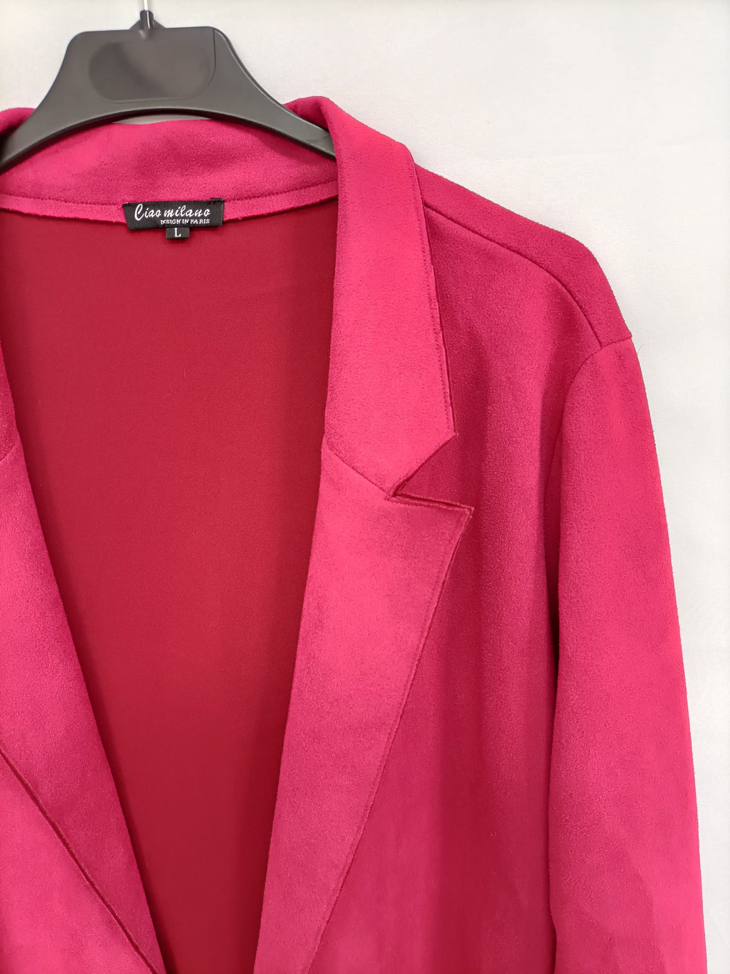 OTRAS. Blazer antelina rosa fucsia T.l