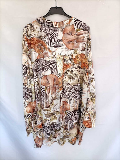 ZARA. Jungle print fluid blouse S.XXL