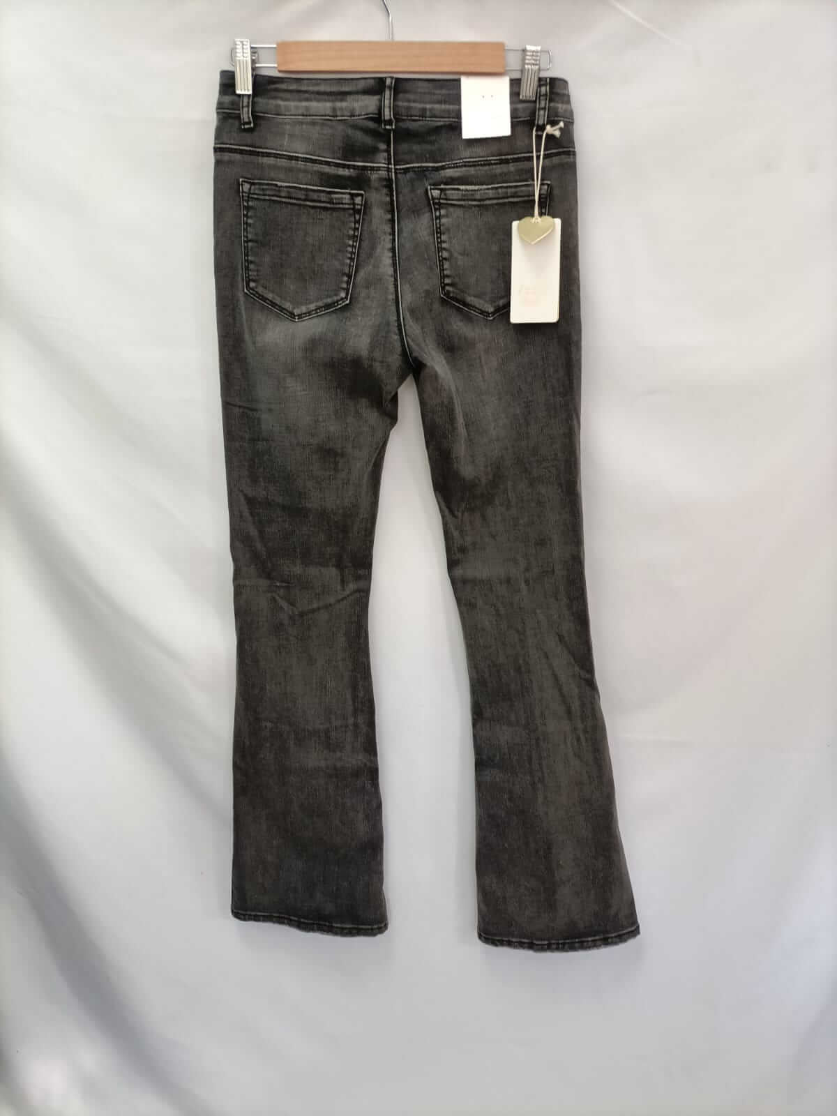 OTRAS.Pantalones denim campana negros T.L