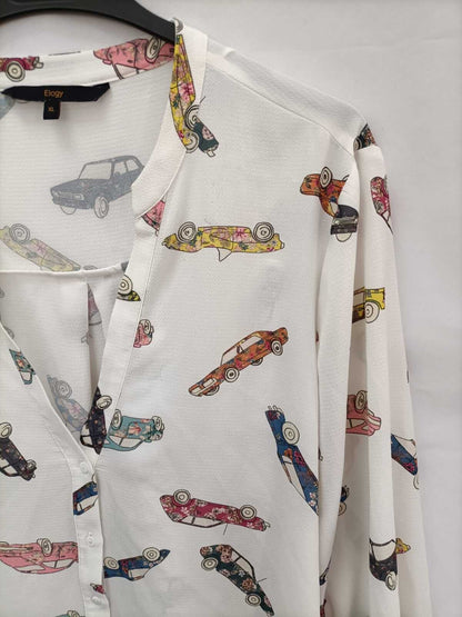 ELOGY. White blouse with cars, size XL