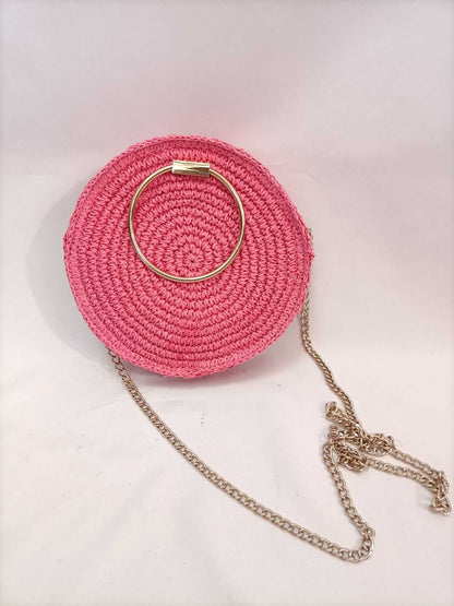H&amp;M. Pink raffia bag
