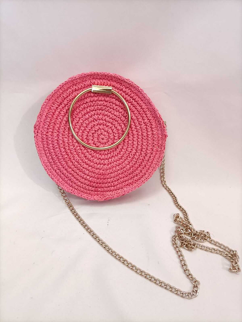 H&M.Bolso rosa rafia
