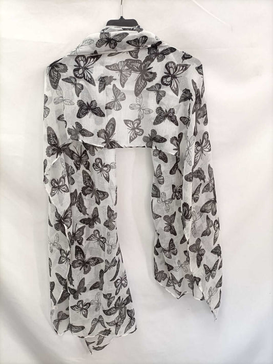 OTRAS.Fular blanco mariposas