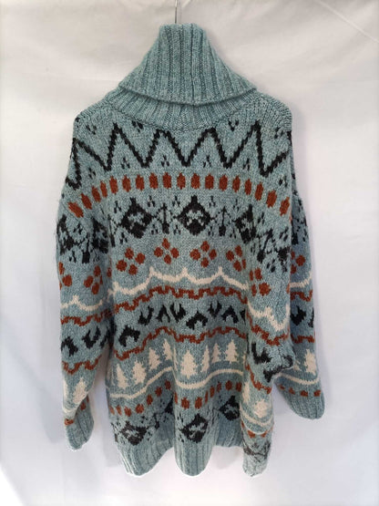 ZARA, Jersey/vestido turquesa navideño T.s