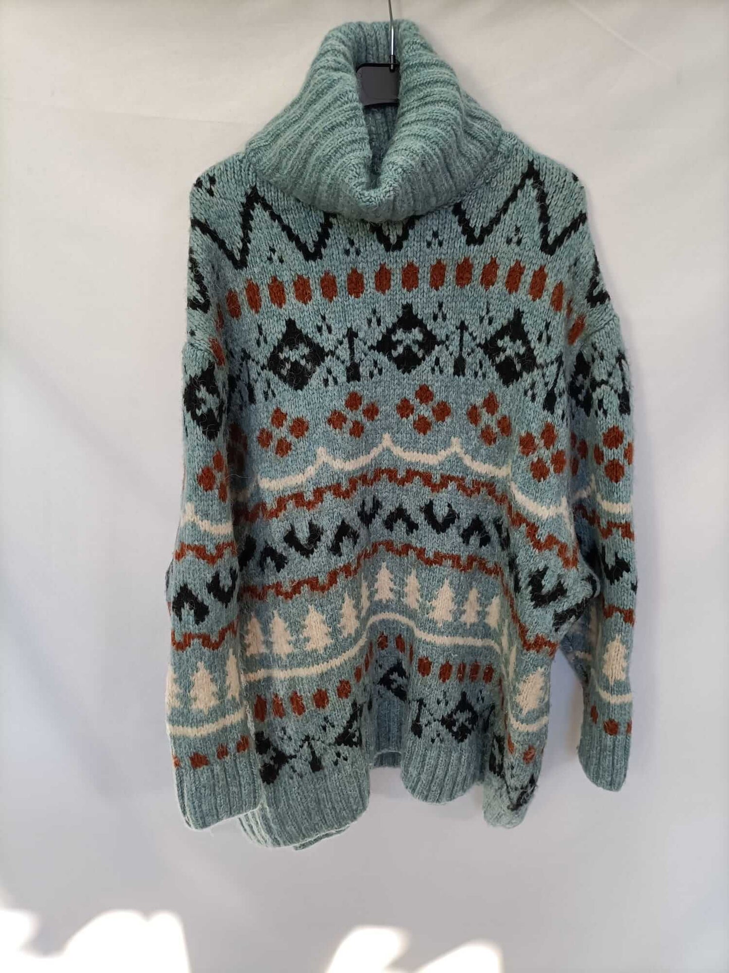 ZARA, Jersey/vestido turquesa navideño T.s