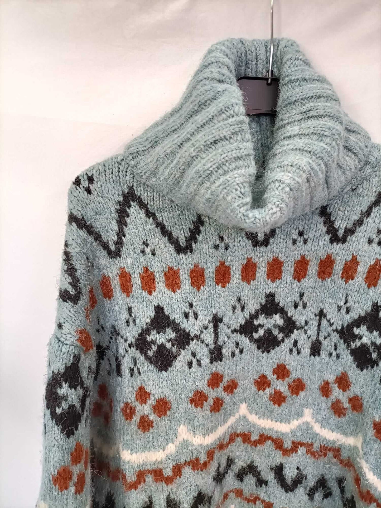 ZARA, Jersey/vestido turquesa navideño T.s