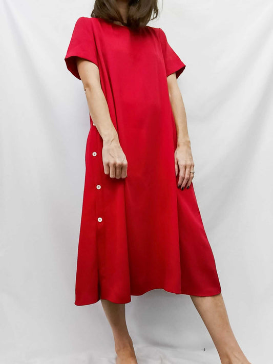 MANGO. Vestido midi rojo botones T.s