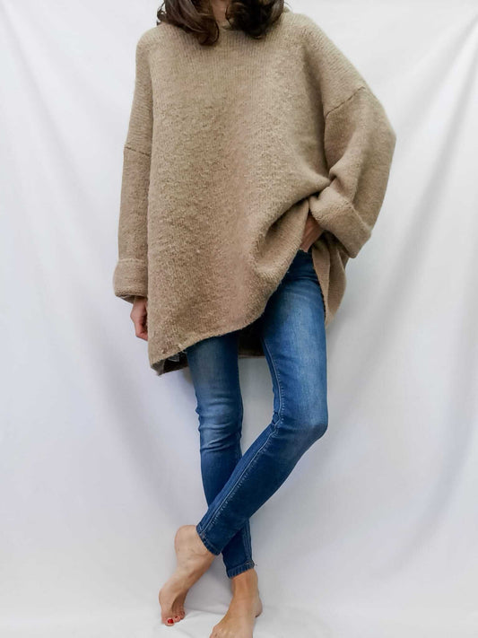 ZARA. Camel hooded sweater Tl