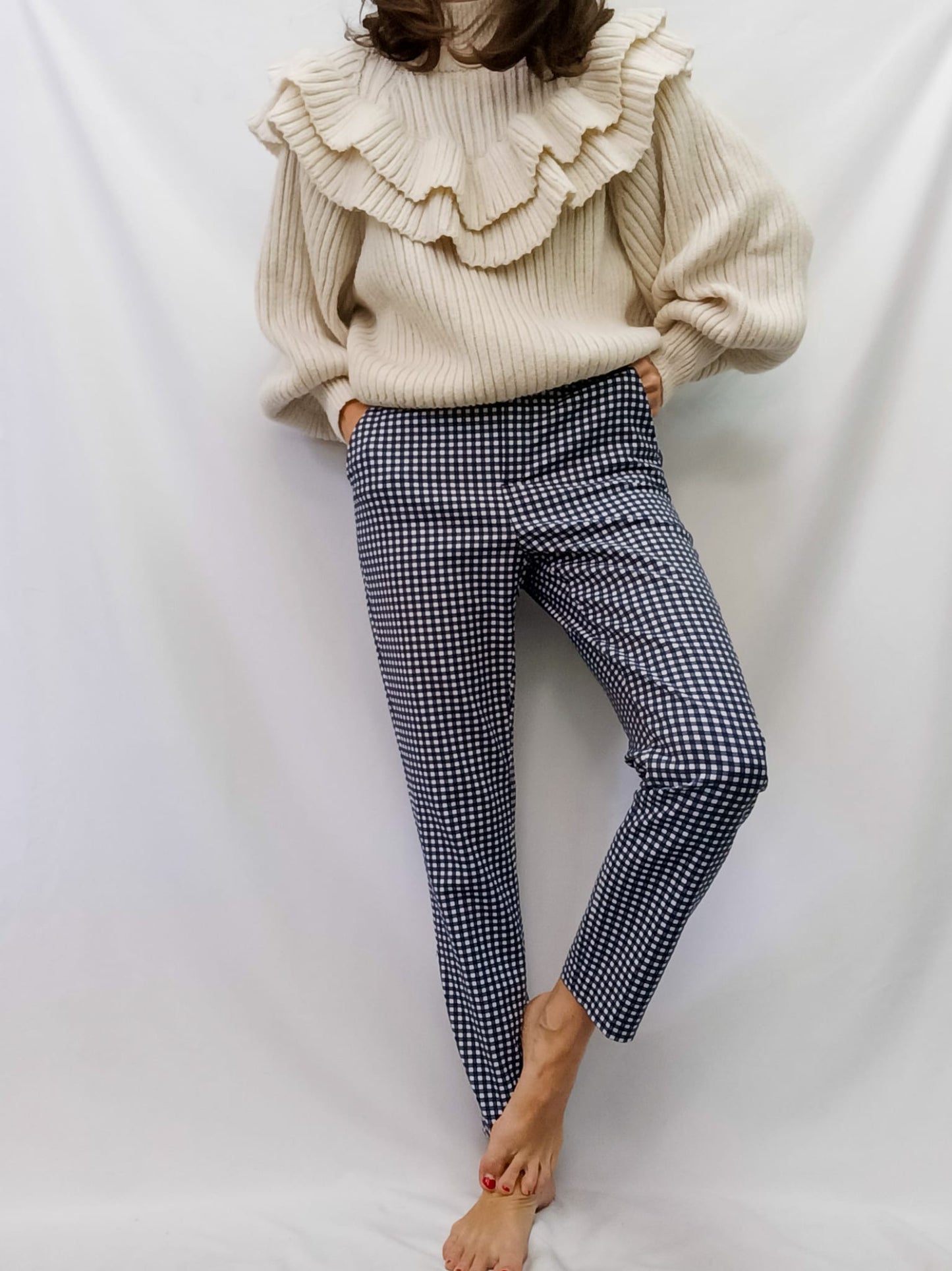 ZARA. Gingham trousers S.36