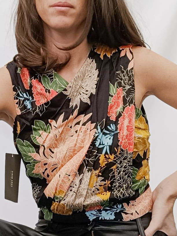 ZARA. Black floral Ts top